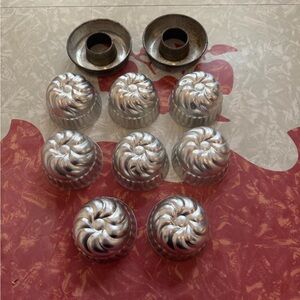 Vintage Antique Aluminum Bundt Cake Tart Jello Molds Set 10